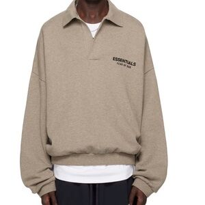Fear of God Essentials Gray fleece Polo